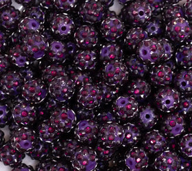 12mm Dark Purple AB Rhinestone Bubblegum Beads