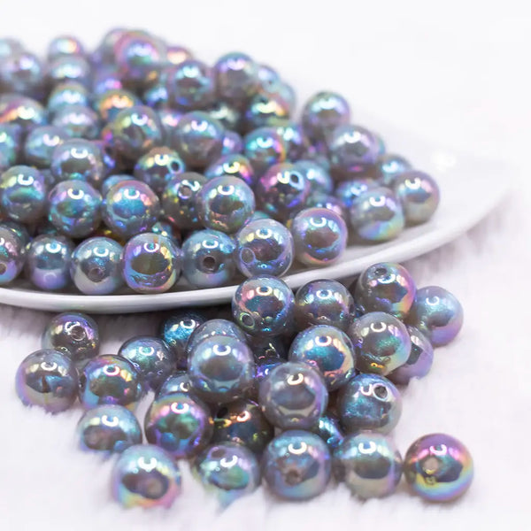 front view of a pile of 12mm Gray Opal Bubblegum Beads - 20 Count