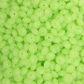 12mm Bright Green Glow in The Dark Lentil Silicone Bead