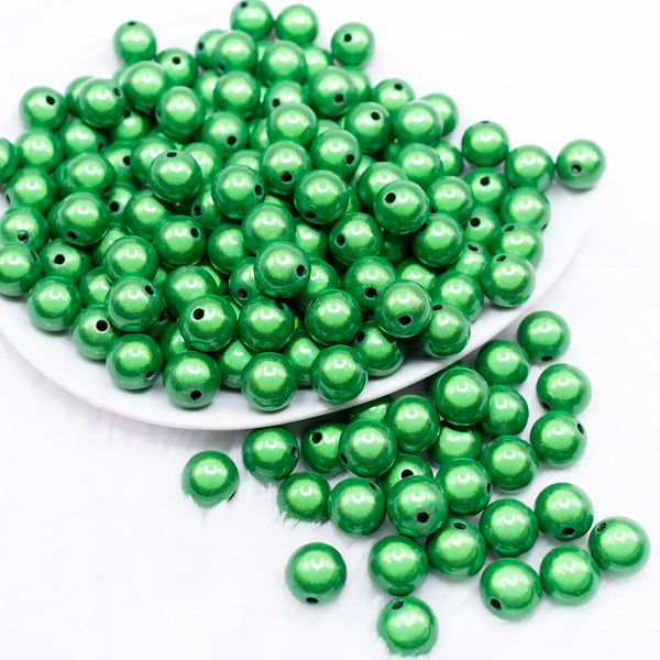 front view of a pile of 12mm Green Miracle Bubblegum Bead