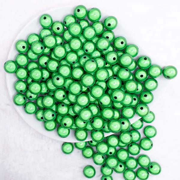 top view of a pile of 12mm Green Miracle Bubblegum Bead