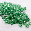 front view of a pile of 12mm Green Rhinestone Bubblegum Beads