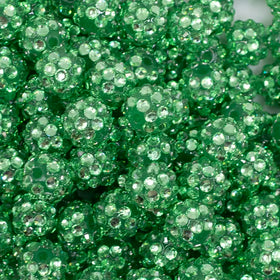 12mm Green Rhinestone Bubblegum Beads