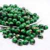 front view of a pile of 12mm Green Santa's Belt Acrylic Bubblegum Beads - 20 Count