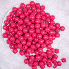 12mm Hot Pink Acrylic Bubblegum Beads - 20 & 50 Count