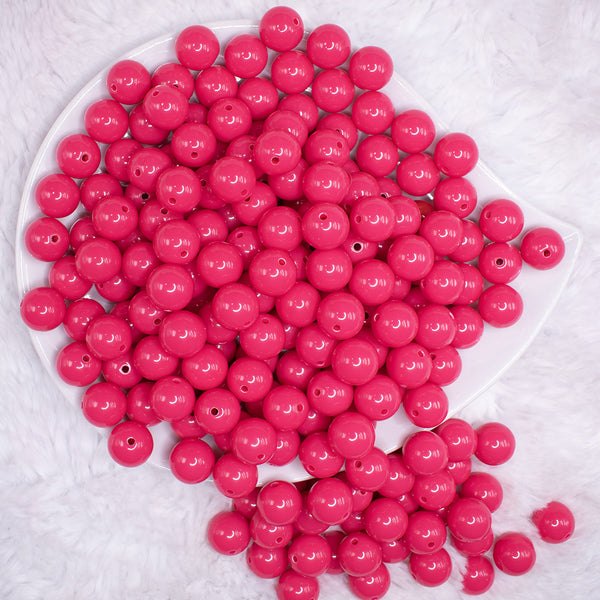 top view of a pile of 12mm Hot Pink Acrylic Bubblegum Beads - 20 & 50 Count