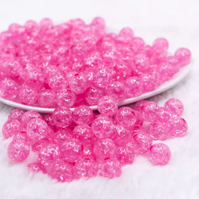 12mm Hot Pink Crackle Bubblegum Beads