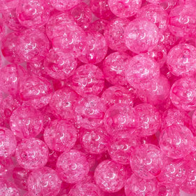 12mm Hot Pink Crackle Bubblegum Beads