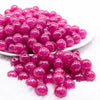 front view of a pile of 12mm Hot Pink Shimmer Glitter Sparkle Bubblegum Beads - 20 Count