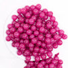 top view of a pile of 12mm Hot Pink Shimmer Glitter Sparkle Bubblegum Beads - 20 Count