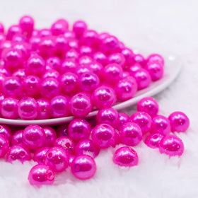 12mm Hot Pink with Glitter Faux Pearl Bubblegum Beads