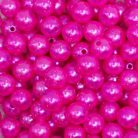 12mm Hot Pink with Glitter Faux Pearl Bubblegum Beads