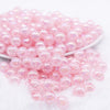 front view of a pile of 12mm Pink Crackle AB Bubblegum Beads