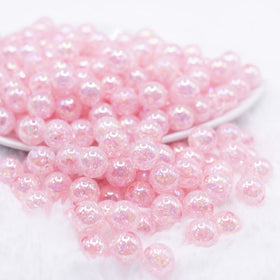 12mm Pink Crackle AB Bubblegum Beads