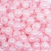 close up view of a pile of 12mm Pink Crackle AB Bubblegum Beads