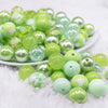 front view of lime green 12mm Silver STARTER PACK Acrylic Bubblegum Bead Mix - 600 BEADS!