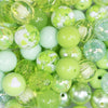 close up view of a pile of 12mm Lime Green Acrylic Bubblegum Bead Mix