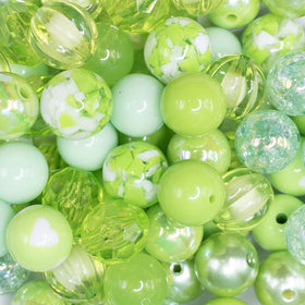 12mm Lime Green Acrylic Bubblegum Bead Mix