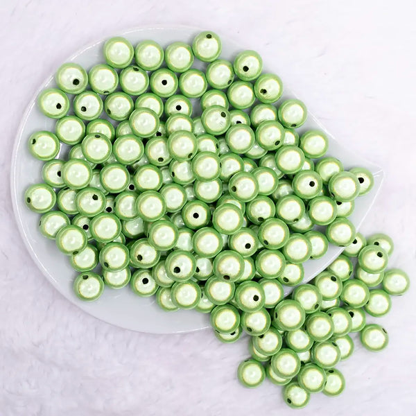 top view of a pile of 12mm Lime Green Miracle Bubblegum Bead