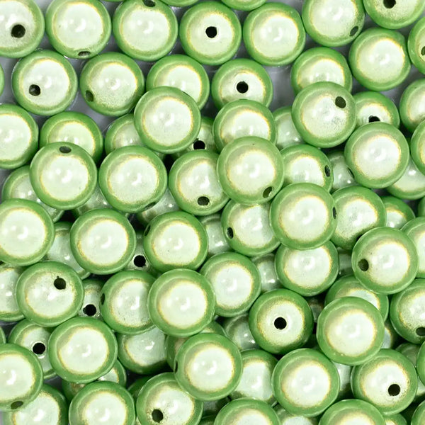 close up view of a pile of 12mm Lime Green Miracle Bubblegum Bead