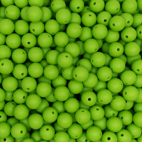 12mm Lime Green Round Silicone Bead