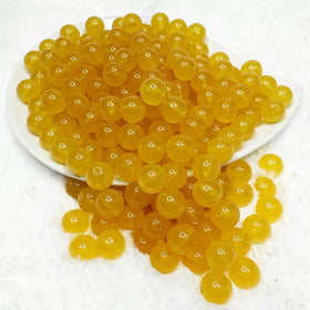 12mm Mustard Jelly Acrylic Bubblegum Beads - 20 Count