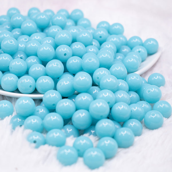 front view of a pile of  12mm Light Neon Blue Acrylic Bubblegum Beads - 20 & 50 Count
