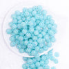 top view of a pile of 12mm Neon Blue Rhinestone AB Bubblegum Beads - 10 & 20 Count