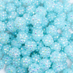12mm Neon Blue Rhinestone AB Bubblegum Beads - 10 & 20 Count