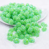 front view of a pile of 12mm Neon Green Rhinestone AB Bubblegum Beads - 10 & 20 Count  