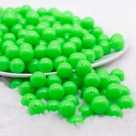 12mm Neon Green Solid Bubblegum Beads