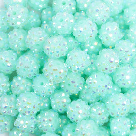 12mm Neon Light Blue Rhinestone AB Bubblegum Beads - 10 & 20 Count