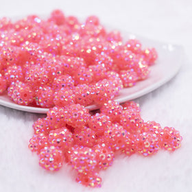 12mm Neon Pink Rhinestone AB Bubblegum Beads - 10 & 20 Count