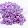 front view of a pile of 12mm Neon Purple Rhinestone AB Bubblegum Beads - 10 & 20 Count