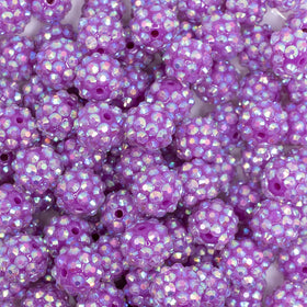 12mm Neon Purple Rhinestone AB Bubblegum Beads - 10 & 20 Count