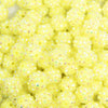 close up view of a pile of 12mm Neon Yellow Rhinestone AB Bubblegum Beads - 10 & 20 Count