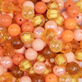 12mm Orange Acrylic Bubblegum Bead Mix