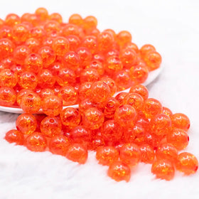 12mm Orange Crackle Bubblegum Beads