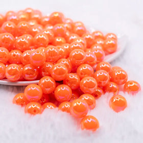 12mm Orange Neon AB Solid Bubblegum Beads
