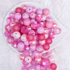 top view of a pile of 12mm Pink Acrylic Bubblegum Bead Mix