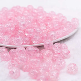 12mm Pink Crackle Bubblegum Beads