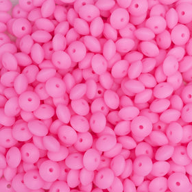 12mm Pink Glow in The Dark Lentil Silicone Bead
