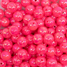 12mm Pink Neon AB Solid Acrylic Bubblegum Beads