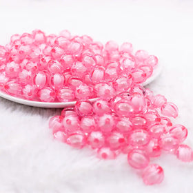 12mm Pink Transparent Pumpkin Shaped Bubblegum Beads