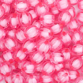 12mm Pink Transparent Pumpkin Shaped Bubblegum Beads
