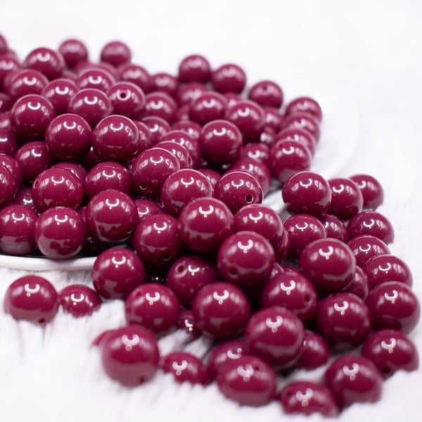 front view of a pile of 12mm Plum Acrylic Bubblegum Beads - 20 & 50 Count