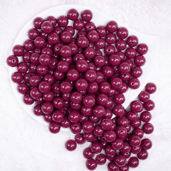 top view of a pile of 12mm Plum Acrylic Bubblegum Beads - 20 & 50 Count