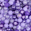 close up view of a pile of 12mm Purple Acrylic Bubblegum Bead Mix