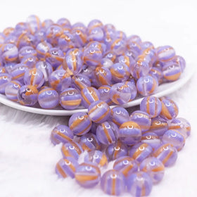 12mm Purple Cats Eye Acrylic Bubblegum Beads - 20 Count