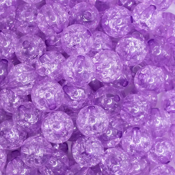 close up view of a pile of 12mm Purple Crackle Bubblegum Beads